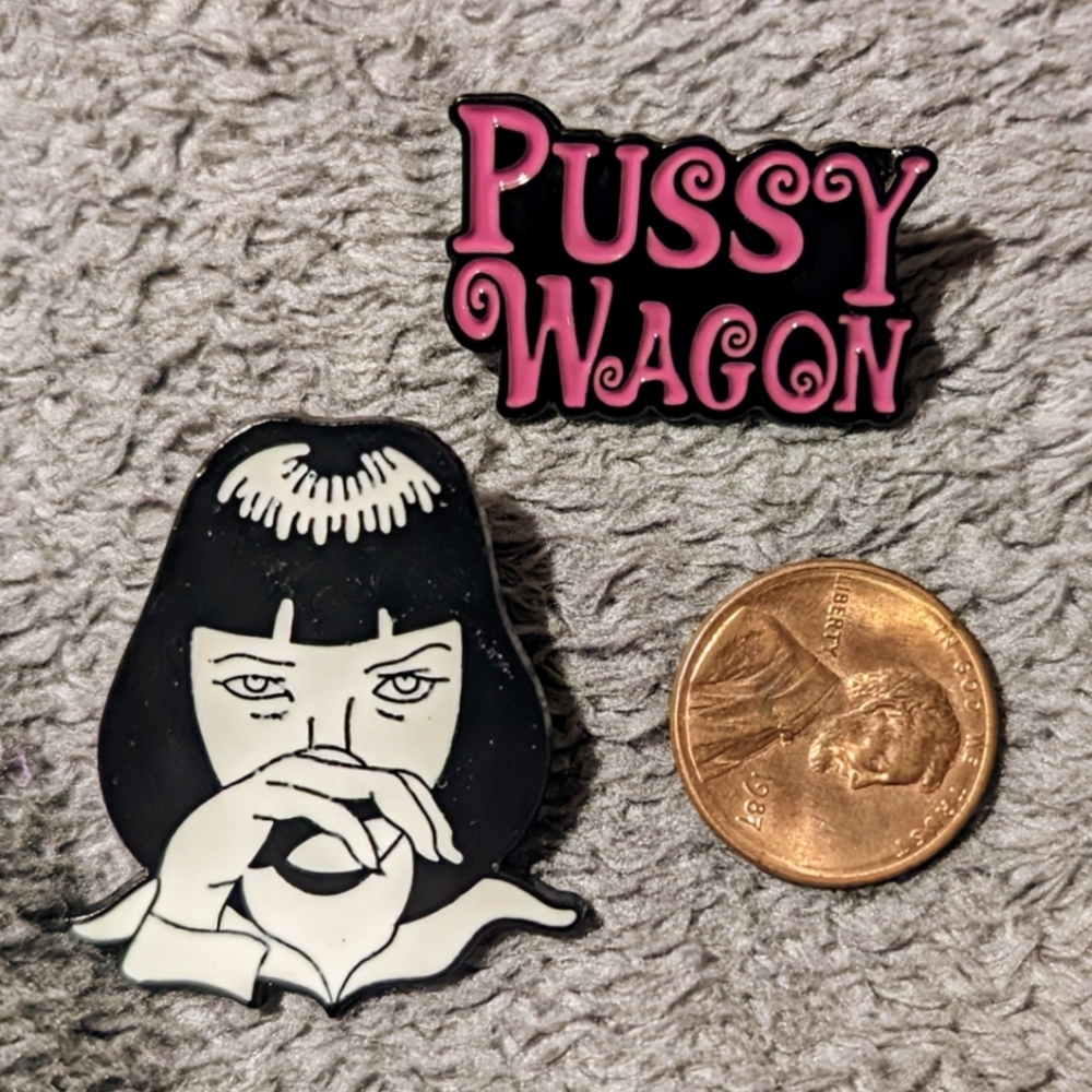 Pulp Fiction Mia Wallace Hat Pin and Kill Bill hat pin, Pu$$✓ Wagon Pin